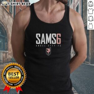 Top Sams6 Emily Sams Angel City FC logo tank top featuring vibrant design and comfortable fit for fans.