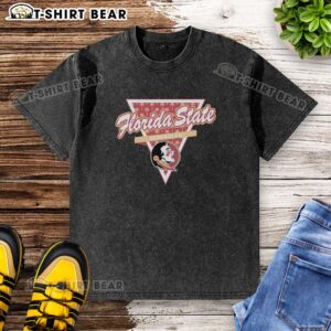 Awesome Florida State Seminoles basketball washed t-shirt featuring palm tree pattern inside triangle logo.