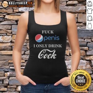 Funny Fck Penis parody tank top featuring humorous 'I Only Drink Cock' slogan in vibrant colors, perfect for parties.