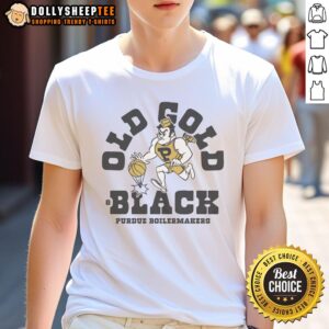 Top Purdue Boilermakers homefield basketball vintage T-shirt featuring classic logo and retro design in black and gold.