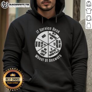 Top-It Service Desk Wheel of Answer Hoodie featuring a colorful design, perfect for tech support enthusiasts.