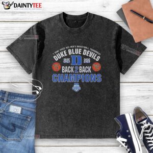 2026 Duke Blue Devils Back-to-Back ACC Men's Tournament Champions washed t-shirt showcasing team pride and style.