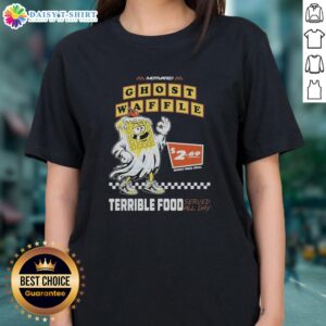 Original Ghost Waffle Terrible Food Ladies Tee featuring a playful ghost design with waffles in vibrant colors.