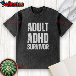 Pretty adult ADHD survivor wearing a stylish washed t-shirt, showcasing confidence and individuality.