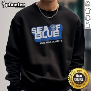 Original Steinbach Pistons Seaof Blue 2026 MJHL Playoff T-Shirt - Image 3