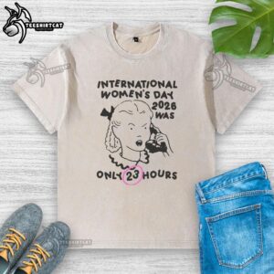 Official International Women's Day 2026 washed t-shirt featuring a stylish design celebrating women's empowerment.