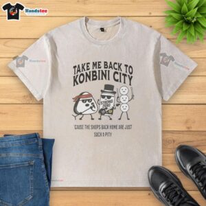 Alt Text: Original Take Me Back to Konbini City Strong Zero washed t-shirt in vibrant colors, perfect for casual streetwear.