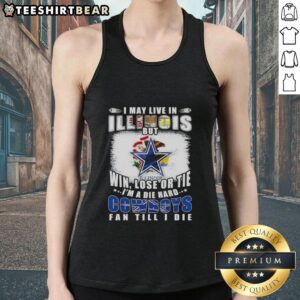 Die-hard Dallas Cowboys fan tank top, showcasing pride for the team while living in Illinois, perfect for game day.