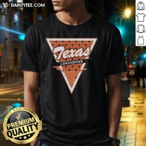 Texas Longhorns logo with palm tree pattern inside a triangle on a stylish t-shirt, perfect for fan apparel.