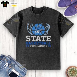 Original State Basketball Tournament 2026 ship logo on a washed t-shirt, featuring a vintage design and comfortable fit.