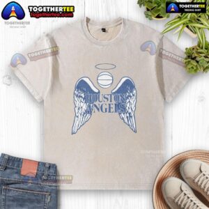 Awesome Houston Angels washed t-shirt featuring a vintage design, perfect for fans and casual wear enthusiasts.