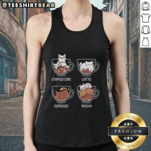 Pretty Cat Coffee Guide Tank Top featuring a cute cat graphic, perfect for coffee lovers and casual wear.