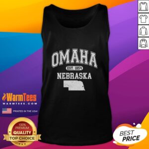 Good Omaha Nebraska Est 1854 varsity tank top featuring bold text and a stylish design, perfect for casual wear.