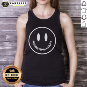 Nice baseball smiley face tank top featuring a cheerful design perfect for sports lovers and casual summer wear.