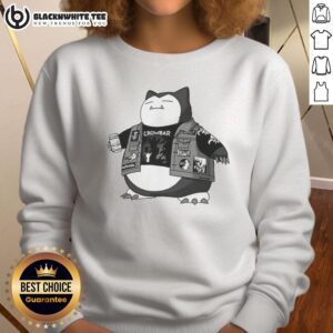 Awesome Pokemon Snorlax sludge metal band sweatshirt featuring vibrant artwork and cozy design for fans.