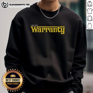 Alt Text: Funny I Am The Warranty Letter logo sweatshirt featuring a playful design, perfect for quirky fashion lovers.