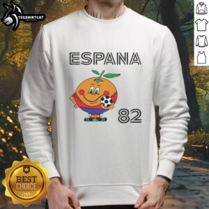 Hot Spain 82 Naranjit FIFA World Cup 1982 mascot sweatshirt featuring vibrant colors and iconic design.