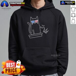Alt Text: Official Cat No Kings in America Sketch Hoodie featuring a unique design with a playful cat illustration.