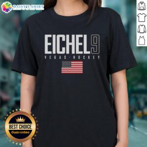 Good Jack Eichel 9 Vegas Golden Knights Elite Ladies Tee featuring USA flag design, perfect for fans and stylish wear.