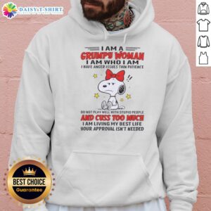 Good Peanuts Snoopy hoodie featuring 'I Am A Grumpy Woman' text, perfect for showcasing your humor and style.