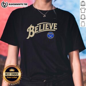 Good Buffalo Sabres NHL Believe logo on a stylish ladies' tee, perfect for fans showcasing team spirit and style.
