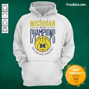 Official Michigan Wolverines 2025-2026 Big Ten Regular Season Champions hoodie in maize and blue, showcasing team pride.