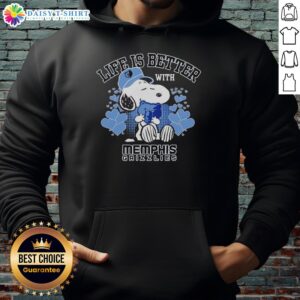 Alt Text: Snoopy wearing a Memphis Grizzlies hoodie, showcasing the logo with the phrase Life is Better with Memphis Grizzlies.