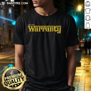 Nice I Am The Warranty Letter Logo T-Shirt featuring a bold graphic logo, perfect for casual wear and unique style.