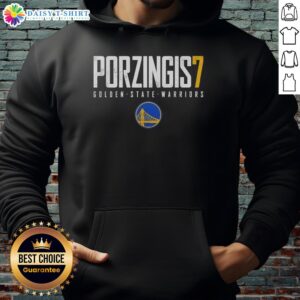 Awesome Kristaps Porzingis Golden State Warriors Basketball Elite Hoodie displayed on a mannequin.