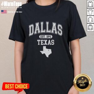 Official Dallas Texas Est 1841 Varsity Ladies Tee featuring stylish design perfect for casual wear and Texas pride.