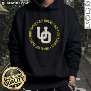 Comfortable hoodie featuring 'Go Ducks Go Fight Win' lyrics, perfect for Oregon Ducks fans and game day wear.