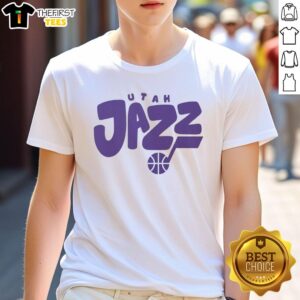 Alt Text: Nice Utah Jazz Bubble T-Shirt featuring vibrant colors and team logo, perfect for fans supporting the Jazz.