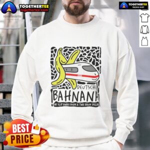 Awesome Deutsche Bahn hoodie featuring humorous 'One Slip Away From A Two Hour Delay' design, perfect for train enthusiasts.