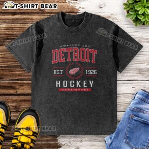 Original Detroit Red Wings Hockey Legacy Crest Washed T-Shirt featuring a vintage logo on a soft, casual fit.