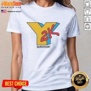 Hot Y2K Survivor logo on a stylish ladies tee, perfect for Y2K fashion enthusiasts and trendsetters.