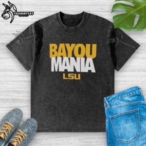 Premium LSU Tigers Bayou Mania washed t-shirt showcasing vibrant team colors and comfortable fit for fans.