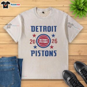 Premium Detroit Pistons Playoffs 26 Stars Washed T-Shirt featuring vibrant colors and stylish design for fans.