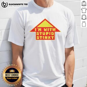Hot I'M With Stupid Stinky T-Shirt featuring playful graphics and bold colors, perfect for humorous casual wear.
