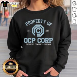 Official Omni Consumer Products Robocop sweatshirt, featuring OCP Corp Security Concepts Division logo, established 1987.