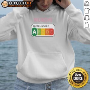 Official Muschi Nutri-Score hoodie featuring the European food nutrition rating system design for health enthusiasts.