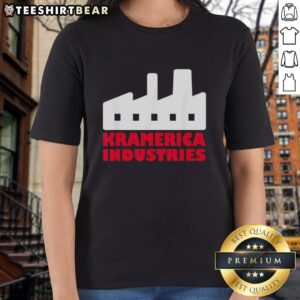 Stylish Top Kramerica Industries graphic ladies tee showcasing bold logo on a soft fabric, perfect for casual wear.