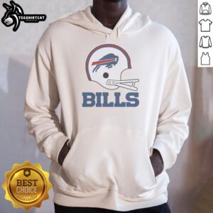 Alt Text: Stylish Buffalo Bills football logo on a large helmet hoodie, perfect for fans showing team spirit and support.