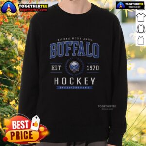 Awesome Buffalo Sabres Hockey Legacy Crest Sweatshirt featuring team colors and logo for fans and sports enthusiasts.