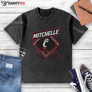 Nice Christian Mitchelle Cincinnati Bearcats baseball washed t-shirt featuring team colors and logo.