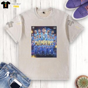 Hot Indian Cricket Congratulations ICC Men's T20 World Cup 2026 Ensquare Washed T-Shirt displayed on a hanger.