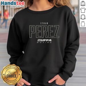Nice Ethan Perez Zuffa Boxing Elite sweatshirt displayed on a hanger, showcasing its stylish design and athletic fit.