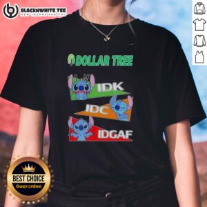 Top Stitch X Dollar Tree Ladies Tee with 'IDK I Don't Care IDC IDGAF' print, perfect for casual outfits.