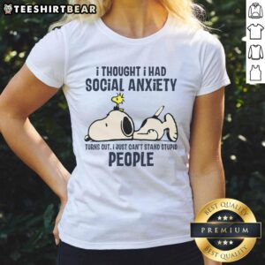 Funny Snoopy I Can't Stand Stupid People Ladies Tee featuring Snoopy with a humorous design, perfect for casual wear.