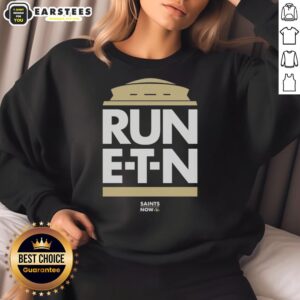Alt Text: Awesome New Orleans Saints Run ETN sweatshirt in black, featuring team logo and stylish design for fans.