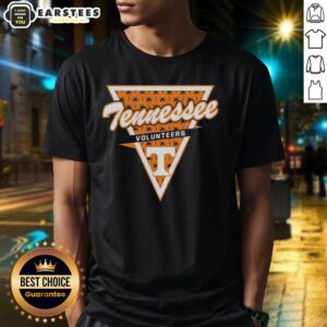Alt Text: Tennessee Volunteers Women's Basketball T-shirt featuring a palm tree pattern inside a triangle logo design.